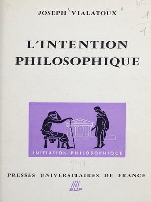cover image of L'intention philosophique (1)